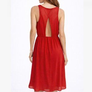 $88 Soprano Red Open Back Small Dress Keyhole Back Fit Flare Cocktail Party Mini